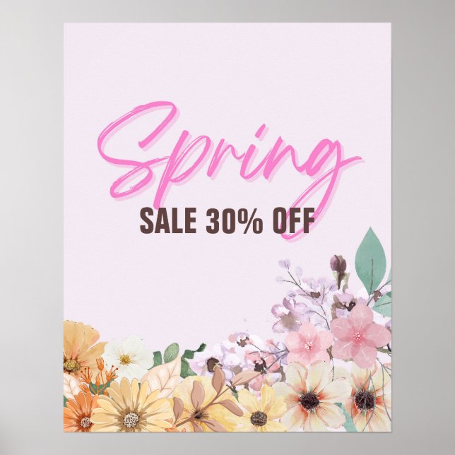 Affiche 30% Signe de vente, Promotion de vente de printemp (Devant)