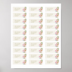 Affiche 30 x Autocollants d'adresse floraux de printemps à