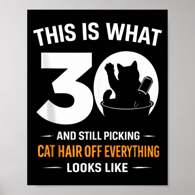 Affiche 30e anniversaire 30 ans amateur de chat drôle (Devant)