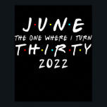 Affiche 30e anniversaire June The One Where I Turn 30 2022<br><div class="desc">30e anniversaire June The One Where I Turn 30 2022 Mens Women Venin. Parfait pour papa,  maman,  papa,  men,  women,  friend et family members on Thanksgiving Day,  Christmas Day,  Mothers Day,  Fathers Day,  4th of July,  1776 Independent Day,  Vétérans Day,  Halloween Day,  Patrick's Day</div>