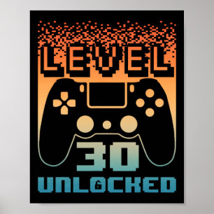 Affiche 30e Anniversaire Pour Homme Niveau 30 Jeu Déverrou