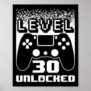 Affiche 30e Anniversaire Pour Homme Niveau 30 Jeu Déverrou