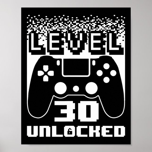 Affiche 30e Anniversaire Pour Homme Niveau 30 Jeu Déverrou (Devant)