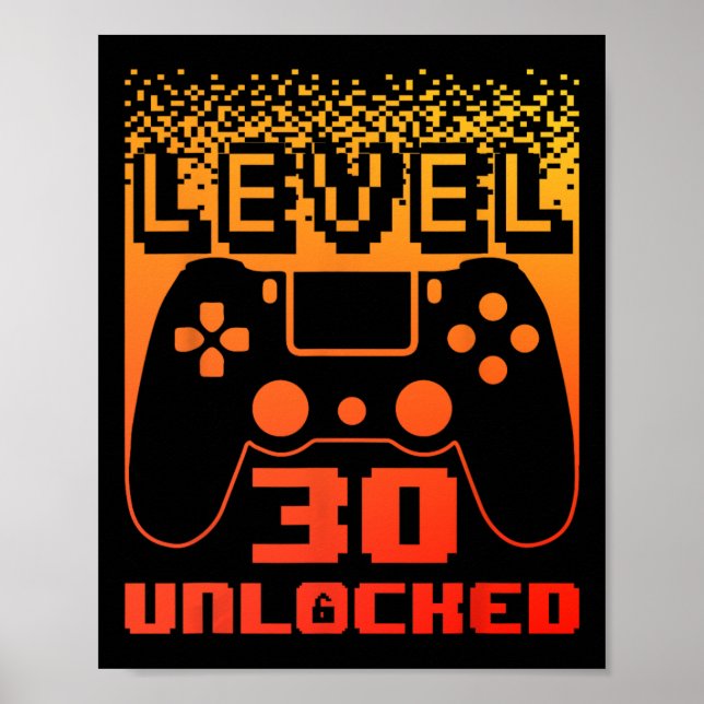 Affiche 30e Anniversaire Pour Homme Niveau 30 Jeu Déverrou (Devant)