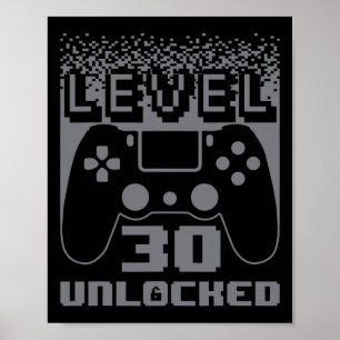 Affiche 30e Anniversaire Pour Homme Niveau 30 Jeu Déverrou