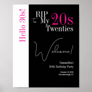 Affiche 30e anniversaire RIP 20s Bonjour 30s Fête Bienvenu