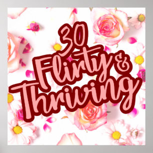 Affiche 30e anniversaire Trente Flirty et Fun Fun Rose