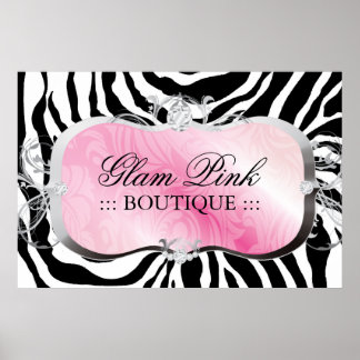 Affiche 311 Plate-forme rose brillant Zebra Silver