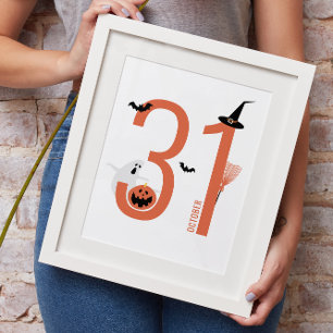 Affiche 31 octobre Halloween   Casquette de sorcière éffra