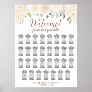 Affiche 31 Table Roses Pêche Pâle Mariage Plan de Table