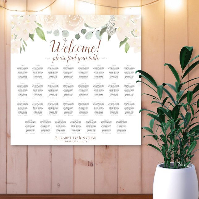 Affiche 31 Table Roses Pêche Pâle Mariage Plan de Table (In Situ on Wall)