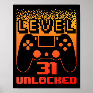 Affiche 31e Anniversaire Pour Homme Niveau 31 Jeu Déverrou