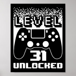 Affiche 31e Anniversaire Pour Homme Niveau 31 Jeu Déverrou