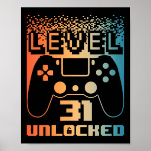 Affiche 31e Anniversaire Pour Homme Niveau 31 Jeu Déverrou