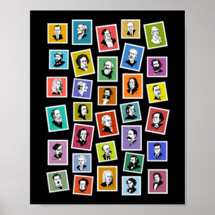 Affiche 32 portraits graphiques des plus grands compositeu