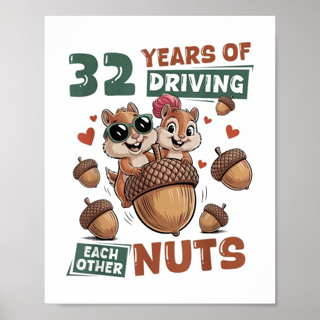 Affiche 32e anniversaire de Mariage 32 ans jumelé (Devant)