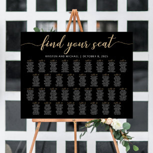 Affiche 34 Tableaux Trouvez Votre Siège Noir Plan Du Table