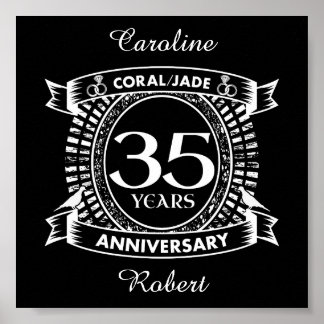 Affiche 35e anniversaire du mariage crête de Coral Jade