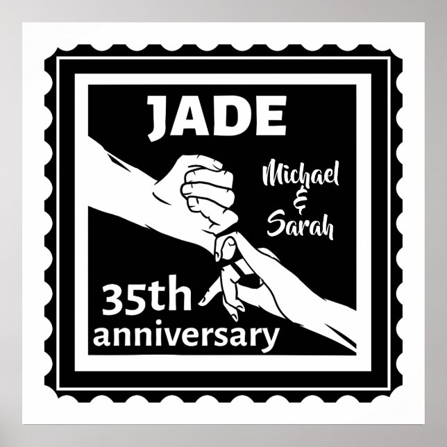 Affiche 35e anniversaire du mariage tenant la main (Devant)