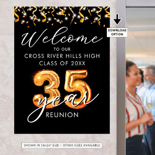 Affiche 35e Classe Reunion Welcome Black Orange Balloon
