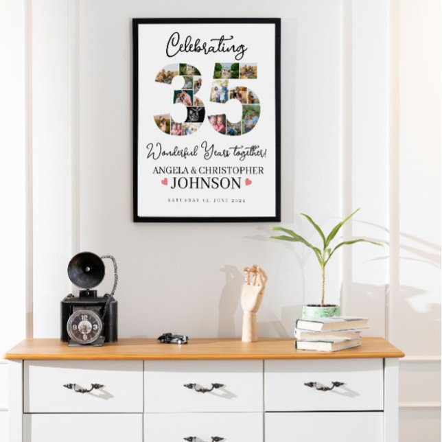 Affiche 35ème ans de mariage perle Anniversaire Photo (Créateur téléchargé)