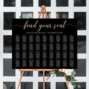 Affiche 36 Tables Trouvez Votre Place Plan de Sièges Noir