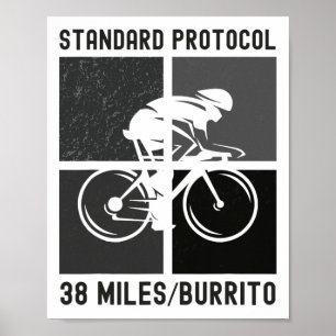 Affiche 38 Miles Par Burrito Cycliste Drôle De Vélo Tout T