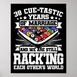 Affiche 38e anniversaire de Mariage billard de piscine 38