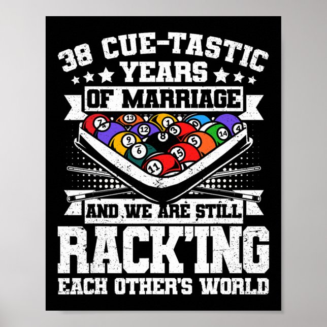 Affiche 38e anniversaire de Mariage billard de piscine 38  (Devant)