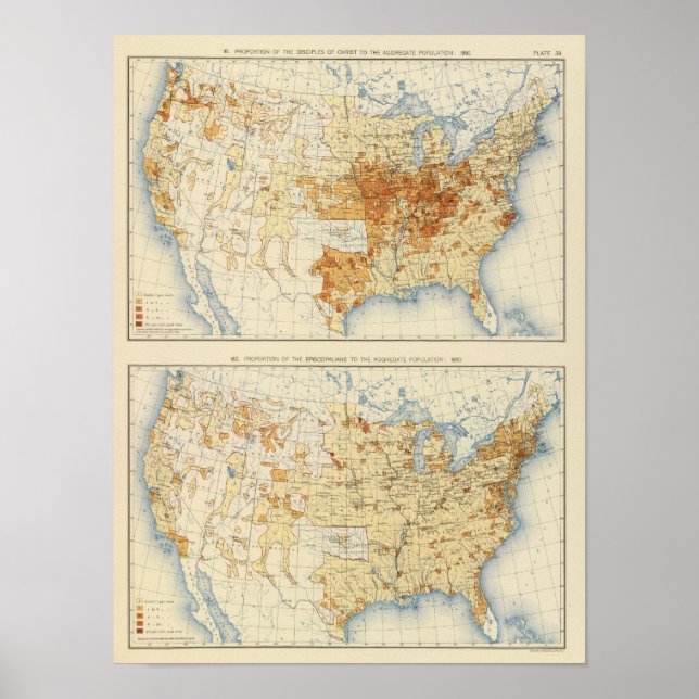Affiche 39 Disciples du Christ, Épiscopaliens 1890 (Devant)