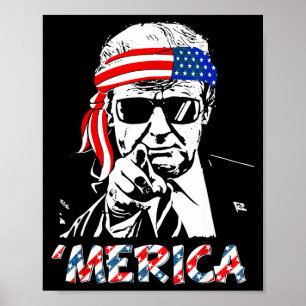 Affiche 'merica Trump Joyeux 4 juillet Trump Américain