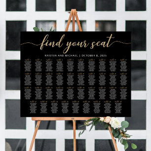 Affiche 39 Tableaux Trouvez Votre Siège Noir Plan Du Table