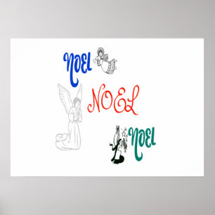 Affiche 3 Anges soufflant trompette prier Noel