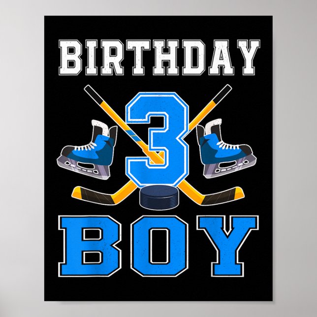 Affiche 3 ans Anniversaire Garçon Hockey sur glace 3ème Pa (Devant)