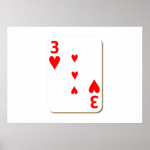 Affiche 3 Coeurs carte de jeu