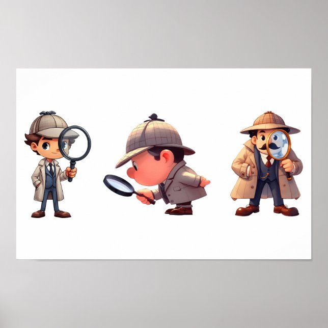 Affiche 3 détectives privés à la recherche d'indices (Devant)