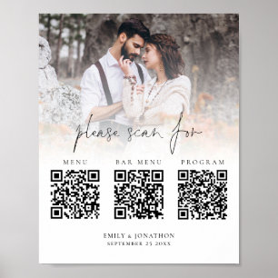 Affiche 3 en Un Code Qr Menu Barre de Programme Photo Mari