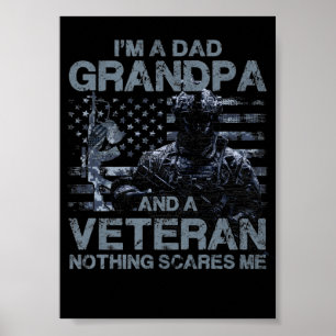Affiche 3 Grand-père Vétéran Bleu Navy Céruléen Gris coule
