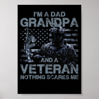 Affiche 3 Grand-père Vétéran Bleu Navy Céruléen Gris coule