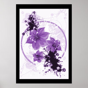 Affiche 3 Jolies Fleurs - Violet