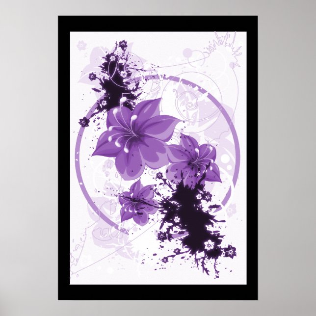 Affiche 3 Jolies Fleurs - Violet (Devant)