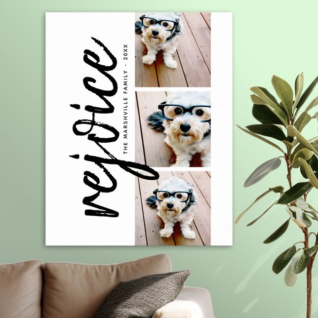 Affiche 3 Photo Collage moderne Joyeux Noël Rejoice (Photo Collage Poster)