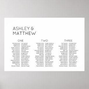 Affiche 3 Tables 102 Invités Plan de table de mariage mode