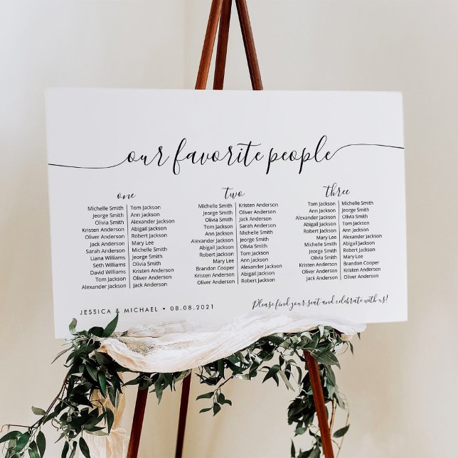 Affiche 3 Tables Élégant Notre Plan de Table des Personnes (Créateur téléchargé)