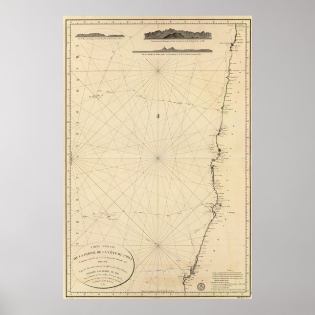 Affiche 3 vues côtières, Chili (Devant)