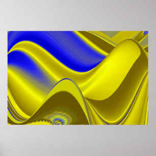 Affiche 3D Abstrait en or jaune bleu vert