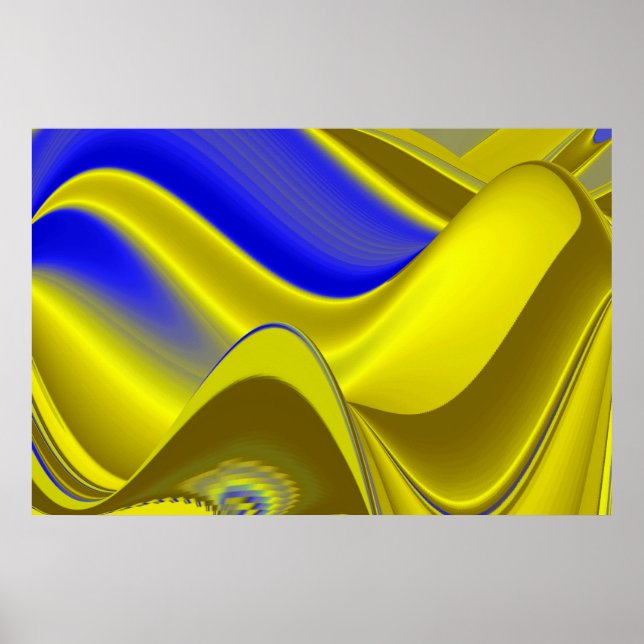 Affiche 3D Abstrait en or jaune bleu vert (Devant)