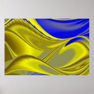 Affiche 3D Abstrait en or jaune bleu vert
