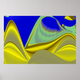 Affiche 3D Abstrait en or jaune bleu vert