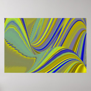 Affiche 3D Abstrait en or jaune bleu vert